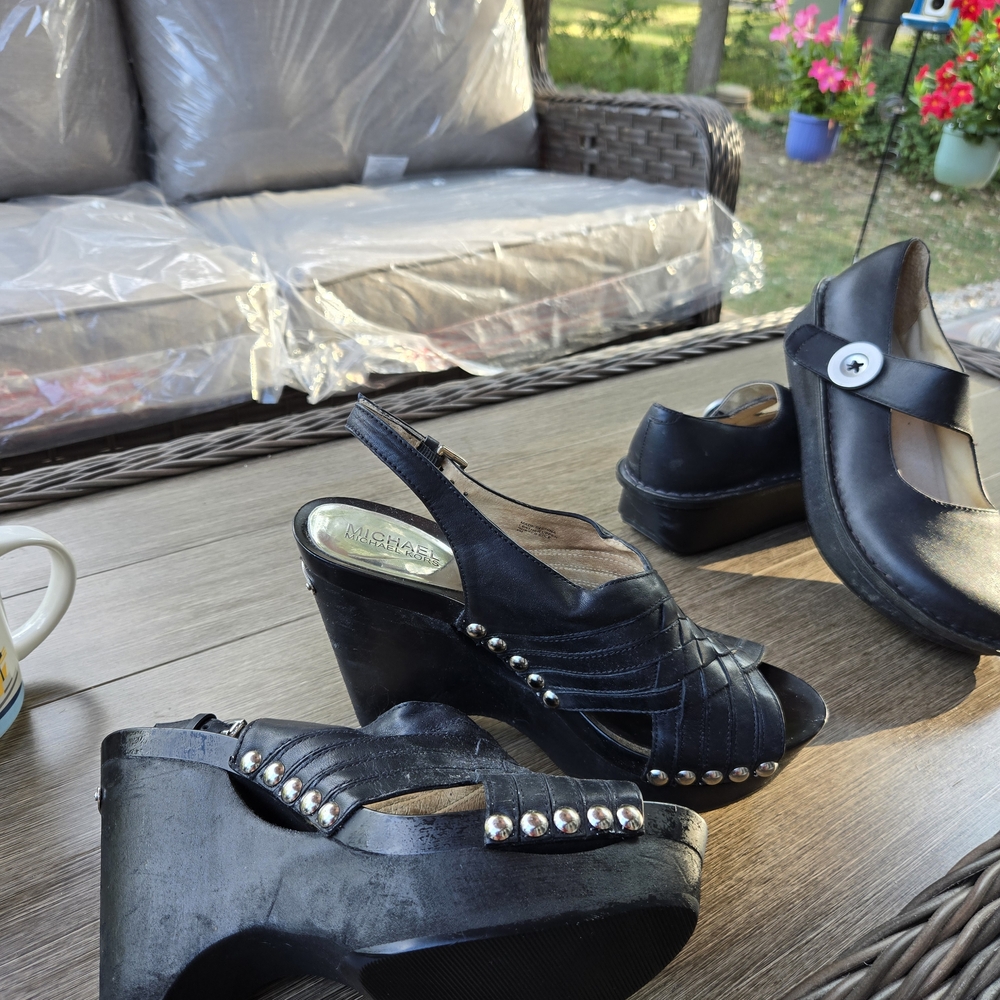 Michael Kors Black Wedges with Silver Accents